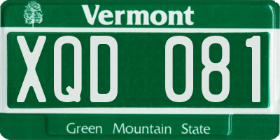 VT license plate XQD081