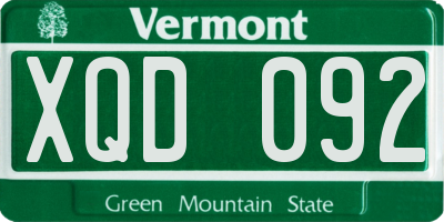 VT license plate XQD092