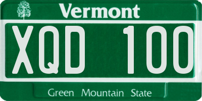 VT license plate XQD100