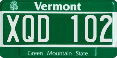 VT license plate XQD102