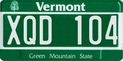 VT license plate XQD104