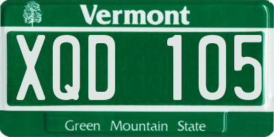 VT license plate XQD105