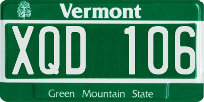 VT license plate XQD106