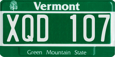 VT license plate XQD107