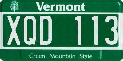 VT license plate XQD113