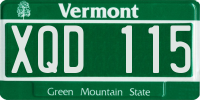 VT license plate XQD115