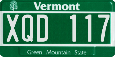 VT license plate XQD117