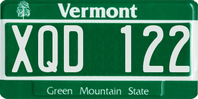VT license plate XQD122