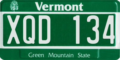 VT license plate XQD134