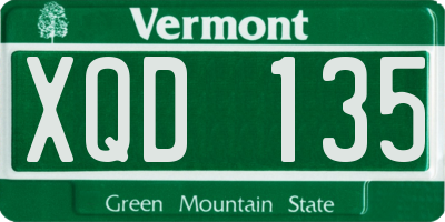 VT license plate XQD135