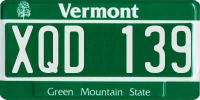 VT license plate XQD139