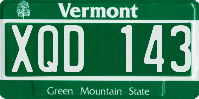 VT license plate XQD143