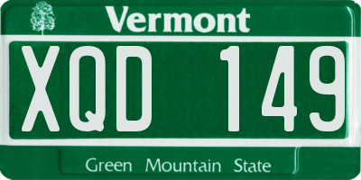 VT license plate XQD149