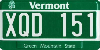 VT license plate XQD151