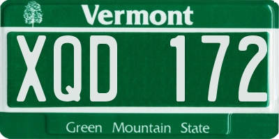 VT license plate XQD172