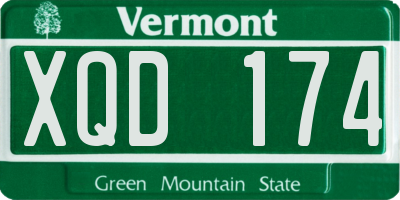 VT license plate XQD174