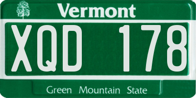 VT license plate XQD178