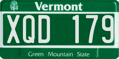 VT license plate XQD179
