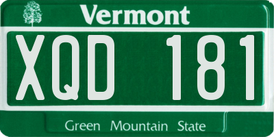 VT license plate XQD181