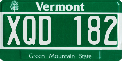 VT license plate XQD182