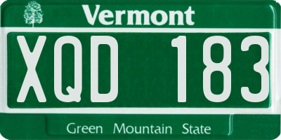 VT license plate XQD183