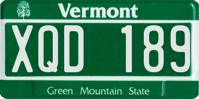 VT license plate XQD189