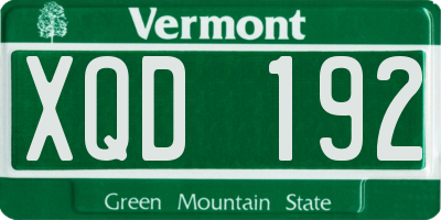 VT license plate XQD192