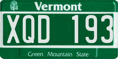 VT license plate XQD193