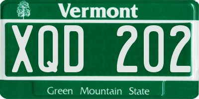 VT license plate XQD202