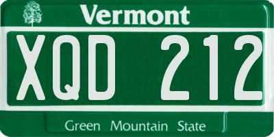 VT license plate XQD212