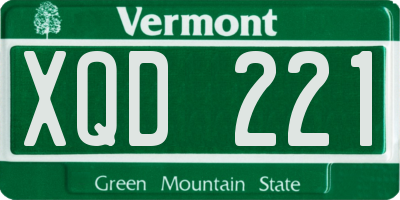 VT license plate XQD221