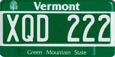 VT license plate XQD222