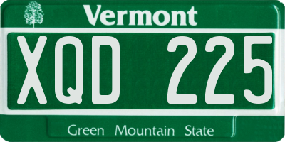 VT license plate XQD225