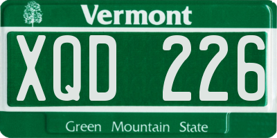 VT license plate XQD226