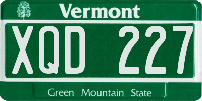 VT license plate XQD227