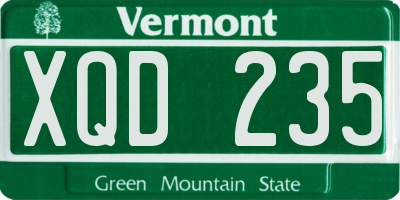 VT license plate XQD235