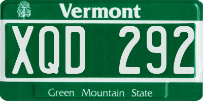 VT license plate XQD292