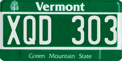 VT license plate XQD303