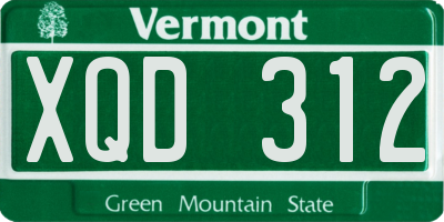 VT license plate XQD312