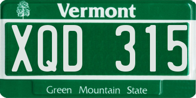 VT license plate XQD315