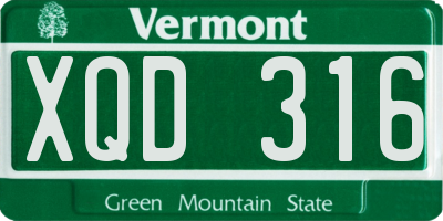 VT license plate XQD316