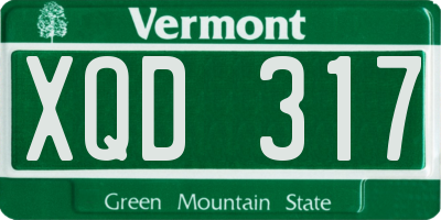 VT license plate XQD317