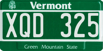 VT license plate XQD325
