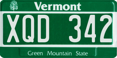 VT license plate XQD342