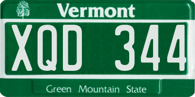 VT license plate XQD344