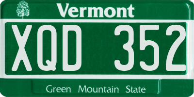 VT license plate XQD352