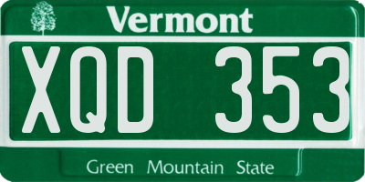 VT license plate XQD353