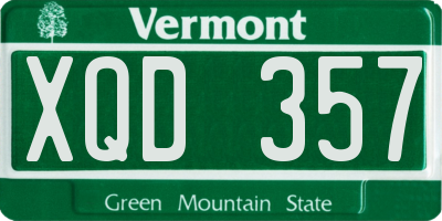 VT license plate XQD357