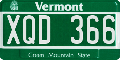 VT license plate XQD366