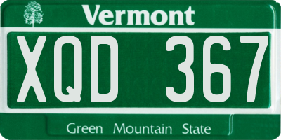 VT license plate XQD367
